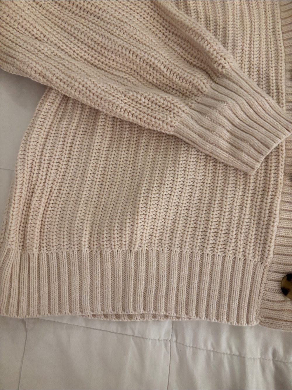 GAP Cream Ribbed Button-Front Cardigan - Picture 5 of 9